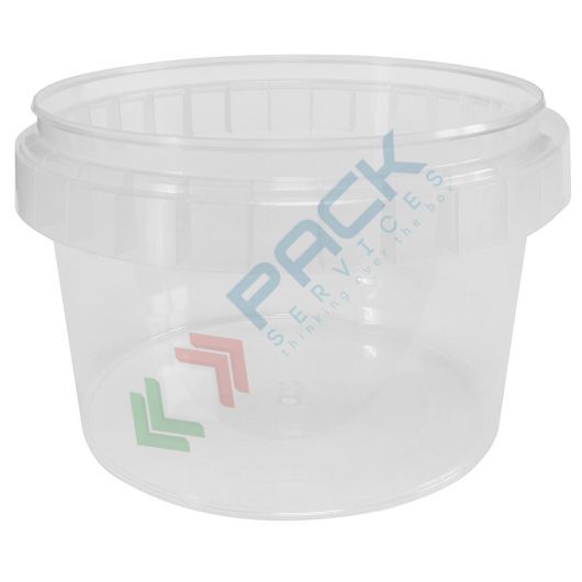 Barattolo in plastica (PP), conico, capacità 280 ml, chiusura a pressione con sigillo di garanzia (tappo escluso)