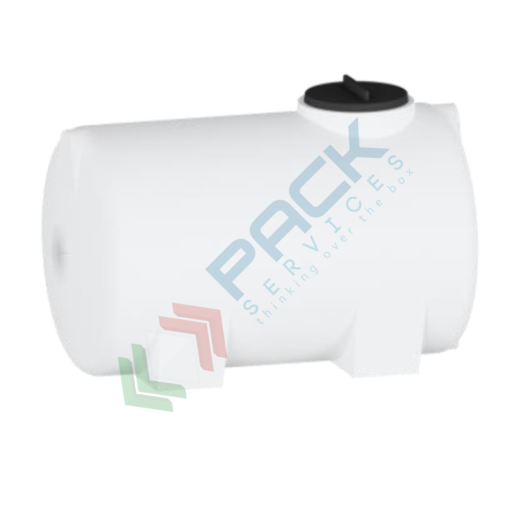 [ORIZ-CH00300] Serbatoio in plastica (PE) per chimici e alimenti, cilindrico orizzontale con piedini, capacità 300 Lt, Mis. 625 L x 1050 P x 700 H mm, colore neutro