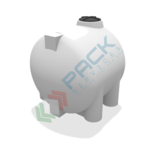 [ORIZ-CH02000] Serbatoio in plastica (PE) per chimici e alimenti, cilindrico orizzontale con piedini, capacità 1950 Lt, Mis. 1350 L x 1600 P x 1500 H mm, colore neutro