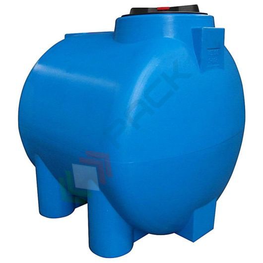 Serbatoio acqua in plastica (PE), cilindrico orizzontale con piedini, capacità 2900 Lt, Mis. 1600 L x 1740 P x 1720 H mm, colore azzurro