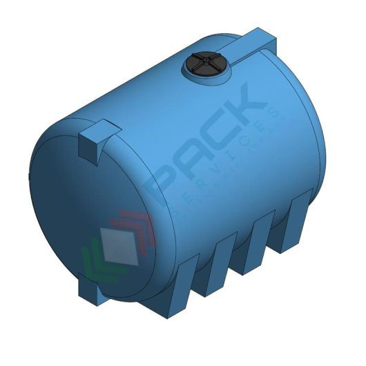 Serbatoio acqua in plastica (PE), cilindrico orizzontale con piedini, capacità 11500 Lt, Mis. 2200 L x 3100 P x 2250 H mm, colore azzurro