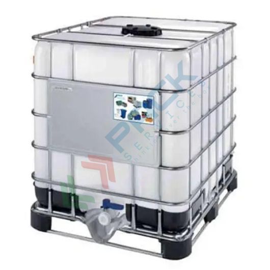 [PACK13UN-SX] Cisterna IBC 1000 Litri in plastica, nuova, antistatica, coperchio 150 mm, valvola di scarico 2", pallet in metallo/plastica, omologata ADR/ONU, colore neutro