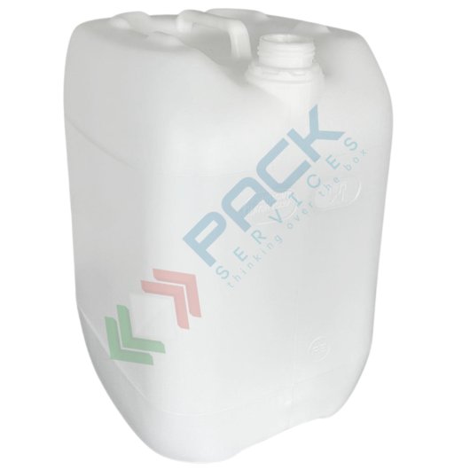 Tanica in plastica (HDPE), capacità 30 Lt, per alimenti, rettangolare, sovrapponibile e omologata ADR/ONU, peso 1200 gr, colore neutro - chiusura con tappo a vite con sigillo escluso