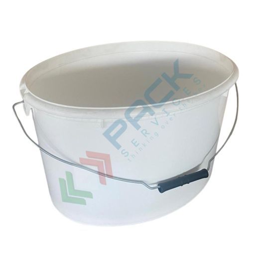 Secchio plastica (PP) ovale, capacità 13 Lt, Mis. Ø 263 x 222 H mm, manico in metallo, chiusura a pressione (coperchio escluso)