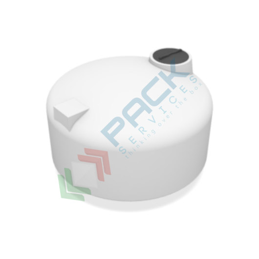 Serbatoio in plastica (PE) per chimici e alimenti, cilindrico verticale basso, capacità 2000 Lt, Mis. Ø 1550 x 1330 H mm, colore neutro