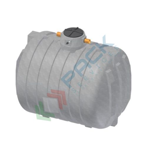 Serbatoio acqua piovana in plastica, cilindrico orizzontale, capacità 5450 Lt, elettropompa 1,2 Kw/1,6 Hp, uso domestico