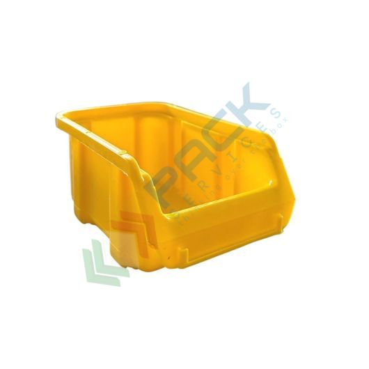 [PSBLS-0075-GIA] Contenitore bocca di lupo sovrapponibile, in plastica (PP), capacità 0,75 Litri, Mis. 100 L x 163 P x 72 H mm, con linguetta posteriore, colore giallo