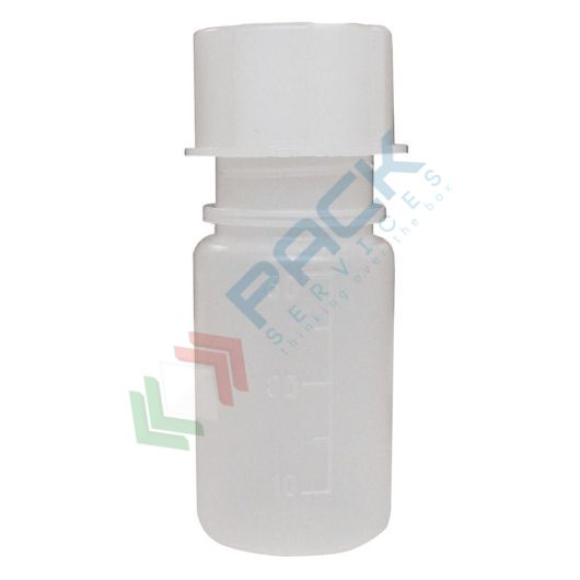 [PSK-PE1608] Bottiglia in plastica (PE), cilindrica a collo largo, capacità 50 ml, chiusura a vite normalizzato (tappo incluso)