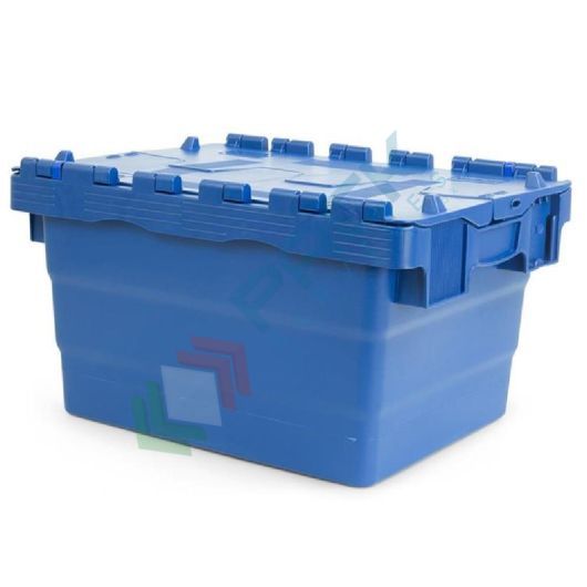 Cassetta in plastica (PP) sovrapponibile ed inseribile, capacità 16 Lt, Mis. 400 L x 300 P x 200 H mm, con coperchio integrato