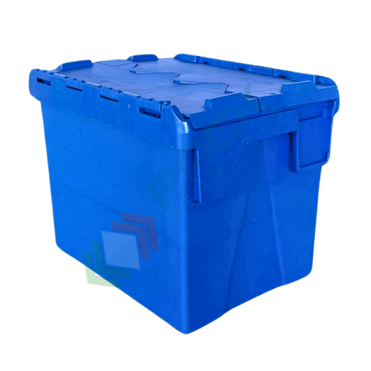 Cassetta in plastica (PP) sovrapponibile ed inseribile, capacità 28 Lt, Mis. 400 L x 300 P x 320 H mm, con coperchio integrato