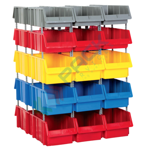 [PSSBL-PLA007] Composizione di 30 contenitori bocca di lupo, Mis. 765 L x 800 P x 1100 H mm, con appoggio a terra