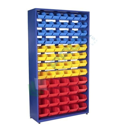 [PSSBL-S072C] Armadio composto da 72 cassette in plastica bocca di lupo, realizzato in metallo/legno, Mis. 1180 L x 360 P x 2000 H mm, base con piedini