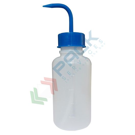 Bottiglia in plastica (PE) a spruzzetta (inclusa), capacità 500 ml, modello integrale con tappo GL45 blu