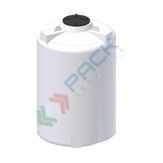 Serbatoio in plastica (PE) per chimici e alimenti, cilindrico verticale, capacità 2530 Lt, Mis. Ø 1300 x 2050 H mm, colore neutro