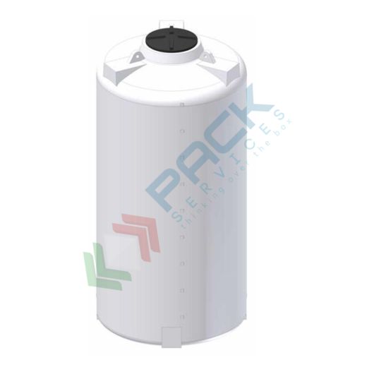 Serbatoio in plastica (PE) per chimici e alimenti, cilindrico verticale, capacità 3530 Lt, Mis. Ø 1300 x 2700 H mm, colore neutro