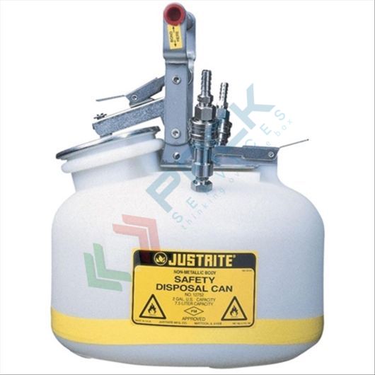 Tanica di sicurezza in plastica (PE), capacità 8 Lt, per lo smaltimento di HPLC, aspirazione e rilascio in acciaio inossidabile