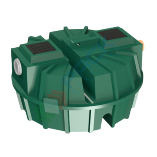 Degrassatore statico corpo nervato, A.E. 200, coperti 900, scarico domestico, Mis. Ø 2250 x 2150 H mm, per il pre-trattamento acque non provenienti da wc