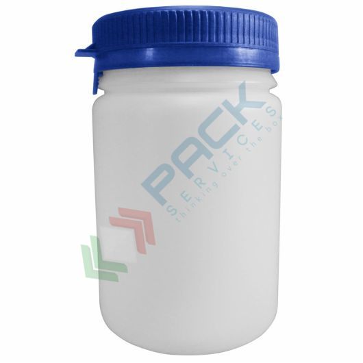[VCS0250] Barattolo in plastica (HDPE), cilindrico, capacità 250 ml, chiusura a pressione con sigillo di garanzia e sottotappo (tappo incluso)