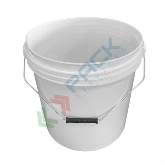 Secchio plastica (PP) conico, capacità 25 Lt, Mis. Ø 341 x 338 H mm, omologato ADR/ONU, manico in metallo, chiusura a pressione (coperchio escluso)