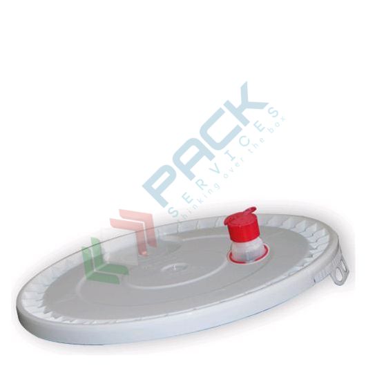 Coperchio in plastica (PP), sigillo di garanzia e bocchello per secchio conico 30 Lt (VDR30000)