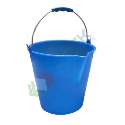 [XDL09AZ] Secchio plastica (PE) conico con becco, capacità 9 Lt, Mis. Ø 260 x 260 H mm, manico in metallo, colore azzurro