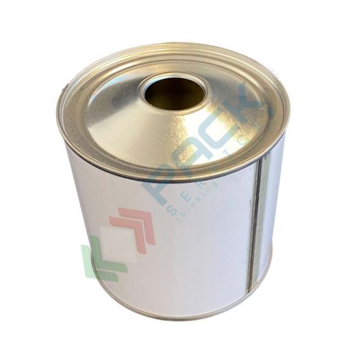 Lattina in metallo cilindrica, Mis. Ø 90 x 100 H mm, capacità nominale 500 ml, bocca Ø 24 mm, bianco int. grezzo (tappo dosatore non incluso)