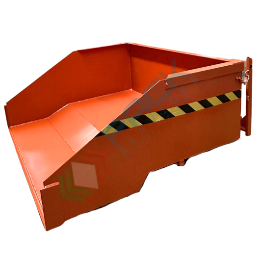 Benna ribaltabile senza ruote, in acciaio, svuotamento da terra, arancio RAL 2004