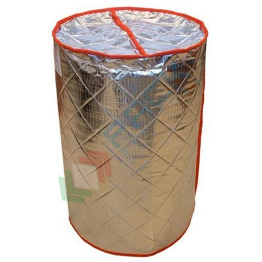 Copertura termoisolante per fusto plastica e metallo 200 Lt, in PET metallizzato, protezione a tre camere isolanti