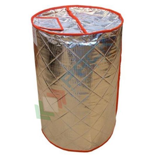 [COPTER-FR2] Copertura termoisolante per fusto plastica e metallo 200 Lt, in PET metallizzato, protezione a due camere isolanti, con apertura superiore
