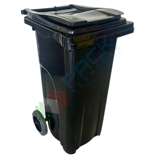 [ECO120NER] Bidone spazzatura per la raccolta differenziata rifiuti, capacità 120 Lt, certificato UNI EN 840, per uso esterno, colore nero