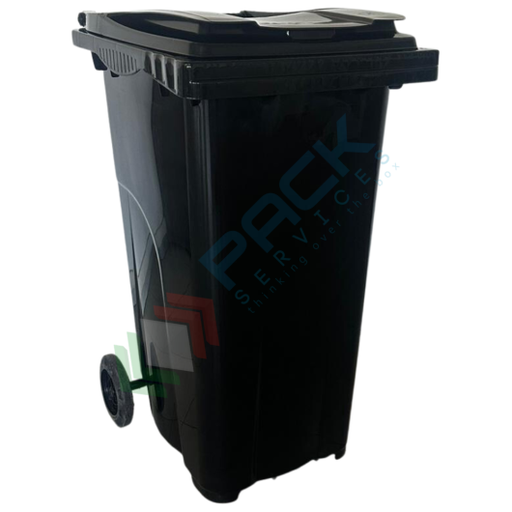 [ECO240NER] Bidone spazzatura per la raccolta differenziata rifiuti, capacità 240 Lt, certificato UNI EN 840, per uso esterno, colore nero