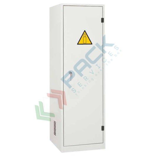 [ARM-PB1C] Armadio bombole gas in acciaio, ideale per lo stoccaggio di 1/2 bombole, Mis. 600 L x 600 P x 1950 H mm, 1 anta cieca