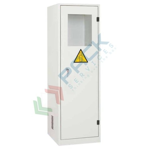 [ARM-PB1V] Armadio bombole gas in acciaio, ideale per lo stoccaggio di 1/2 bombole, Mis. 600 L x 600 P x 1950 H mm, 1 anta con finestra