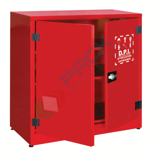[ARMD-1A] Armadio porta DPI e antincendio , Mis. 1075 L x 500 P x 1100 H mm, 2 ante cieche, 2 ripiani, colore rosso, fornito smontato