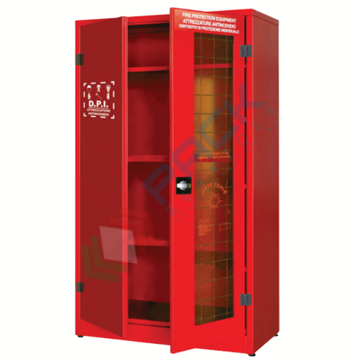 [ARMD-2G] Armadio di sicurezza per deposito DPI, Mis. 1075 L x 500 P x 1850 H mm, 2 ante di cui una con vetro frangibile, 3 ripiani, colore rosso RAL 3000