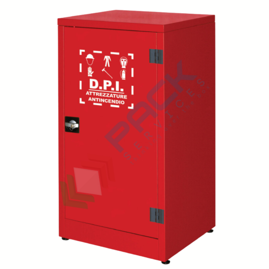 [ARMD-3A] Armadio di sicurezza per deposito DPI, Mis. 575 L x 500 P x 1100 H mm, 1 anta cieca, 2 ripiani, colore rosso RAL 3000