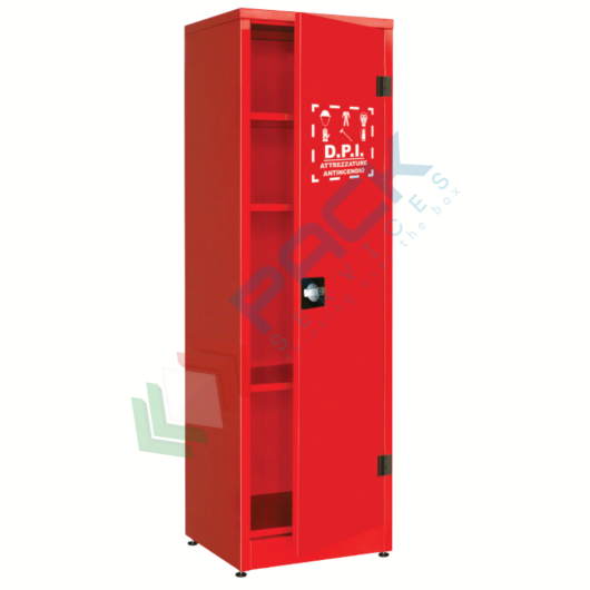 [ARMD-4A] Armadio di sicurezza per deposito DPI, Mis. 575 L x 500 P x 1850 H mm, 1 anta cieca, 3 ripiani, colore rosso RAL 3000