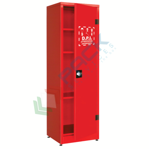 [ARMD-4A] Armadio di sicurezza per deposito DPI, Mis. 575 L x 500 P x 1850 H mm, 1 anta cieca, 3 ripiani, colore rosso RAL 3000