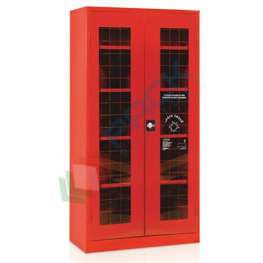 Armadio di sicurezza per deposito DPI, Mis. 1000 L x 460 P x 1800 H mm, 2 ante con lastre frangibili, 4 ripiani