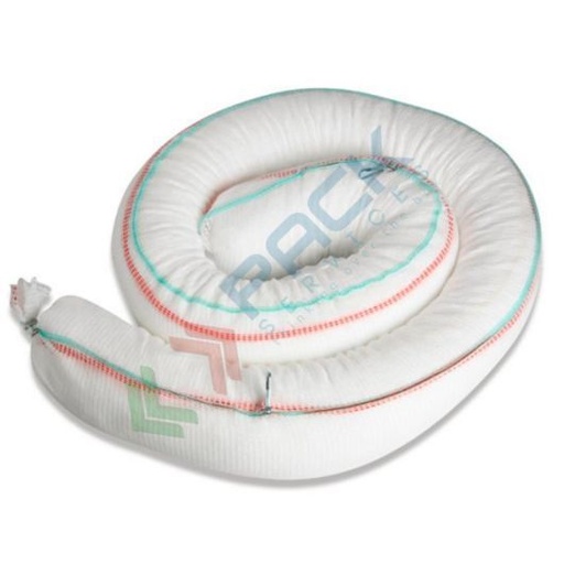[BAR-OL202600] Barriere assorbenti per oli ed idrocarburi, Mis. Ø 20 cm x 26 mt, capacità assorbimento per barriera 855 Lt - totale 855 Lt, conf. 1 pz