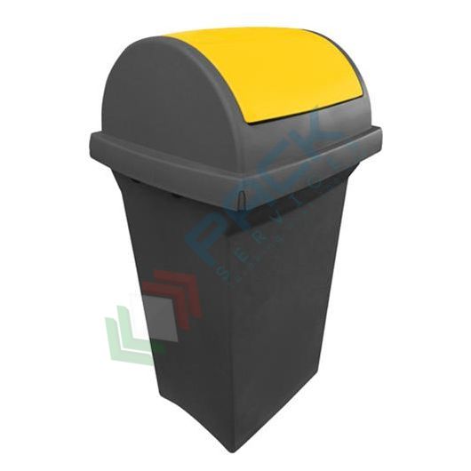 [BCB050GIA] Pattumiera per la raccolta differenziata rifiuti, capacità 50 Lt, coperchio basculante, colore grigio/giallo