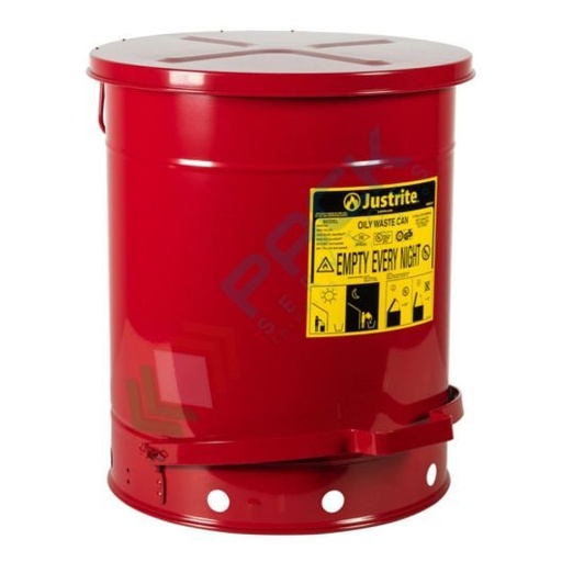 [BID-P/OL5R] Bidone di sicurezza per rifiuti oleosi, capacità 52 Lt, apertura a pedale, colore rosso