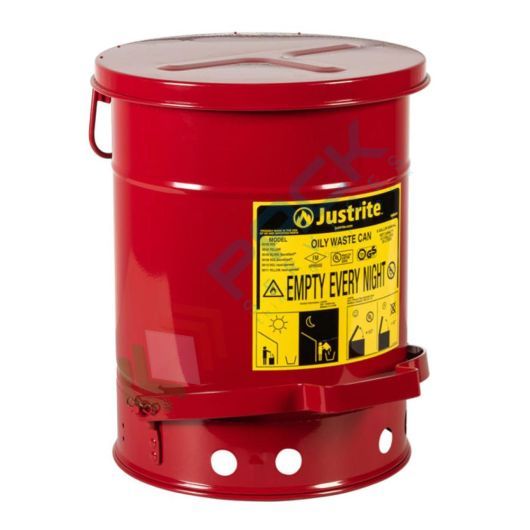 [BID-S/OL2R] Bidone di sicurezza per rifiuti oleosi, capacità 20 Lt, apertura a pedale, coperchio con SoundGard, colore rosso