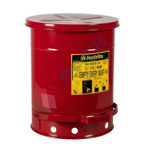 [BID-S/OL3R] Bidone di sicurezza per rifiuti oleosi, capacità 34 Lt, apertura a pedale, coperchio con SoundGard, colore rosso