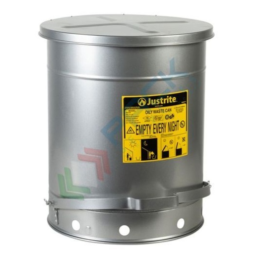 [BID-S/OL5A] Bidone di sicurezza per rifiuti oleosi, capacità 52 Lt, apertura a pedale, coperchio con SoundGard, colore argento