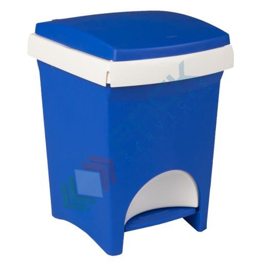 [BPED18BLU] Pattumiera per la raccolta differenziata rifiuti, capacità 18 Lt, coperchio a cerniera e apertura a pedale, colore blu