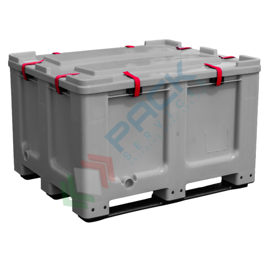 [BTRY2] Contenitore batterie esauste in plastica (HDPE), 610 Lt, Mis. 1200 L x 1000 P x 760 H mm, omologato ADR/ONU, con sistema di chiusura