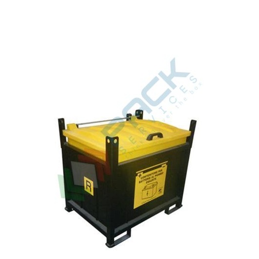 [BTRY250CH] Contenitore batterie esauste, capacità 250 Lt, Mis. 950 L x 700 P x 800 H mm, telaio chiuso