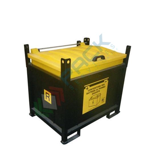 [BTRY550CH] Contenitore batterie esauste, capacità 550 Lt, Mis. 1100 L x 800 P x 950 H mm, telaio chiuso