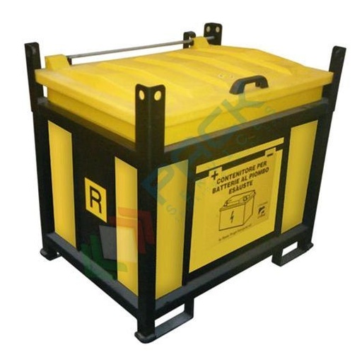 [BTRY850AP] Contenitore batterie esauste, capacità 850 Lt, Mis. 1320 L x 1120 P x 980 H mm, telaio aperto